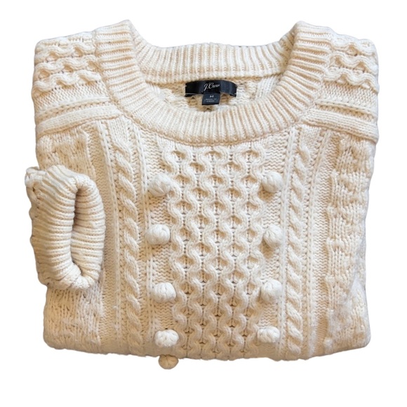 J.Crew Popcorn Cable Knit Lambswool Sweater Ivory - Picture 10 of 12